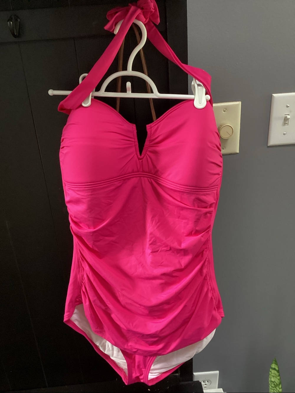 Tommy Bahama Bright Hot Pink Ruched Halter Swimsuit